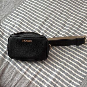 Steve Madden Black Belt Bag with Gold Detail